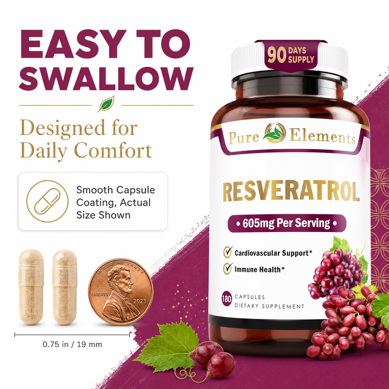 Extra Strength Resveratrol 1450mg for Skin & Immunity Support, 90-Day Supply