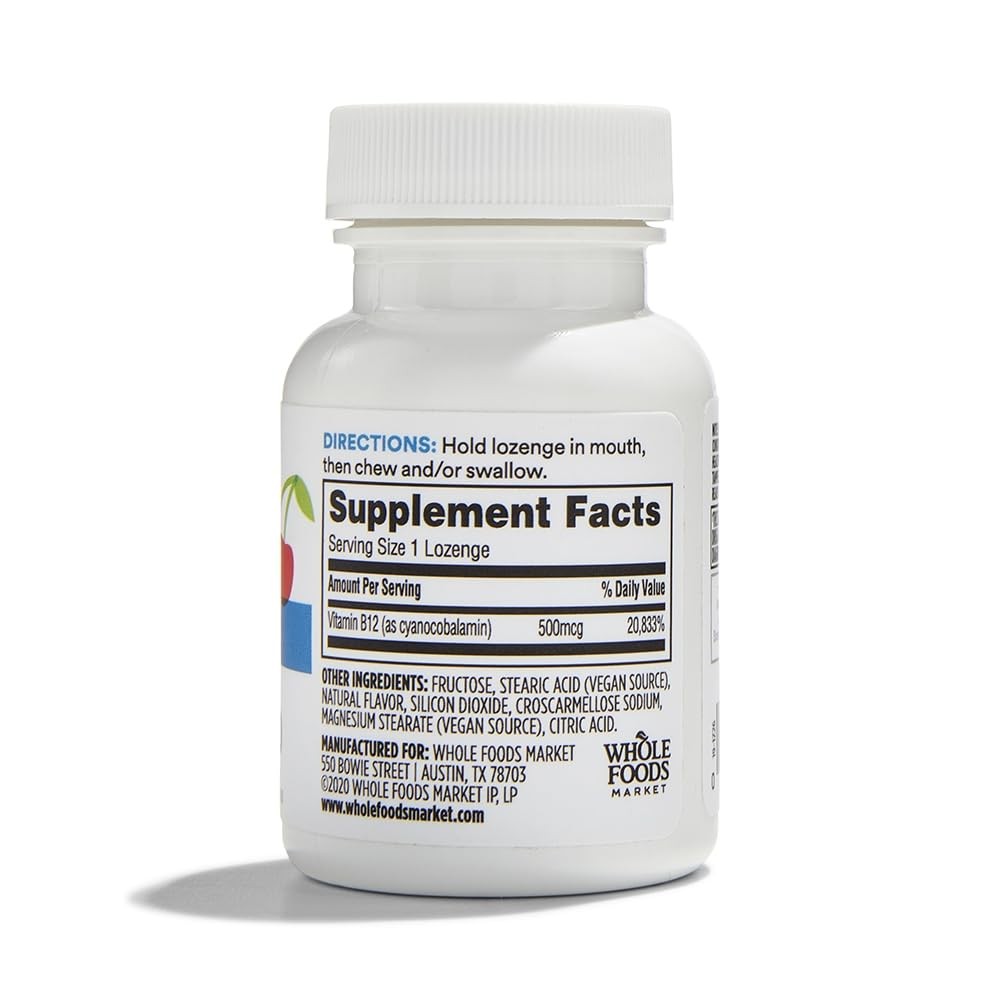 365 by Whole Foods Market, Vitamin B12 500mcg Lozenges, 100 Count (Pack of 1)