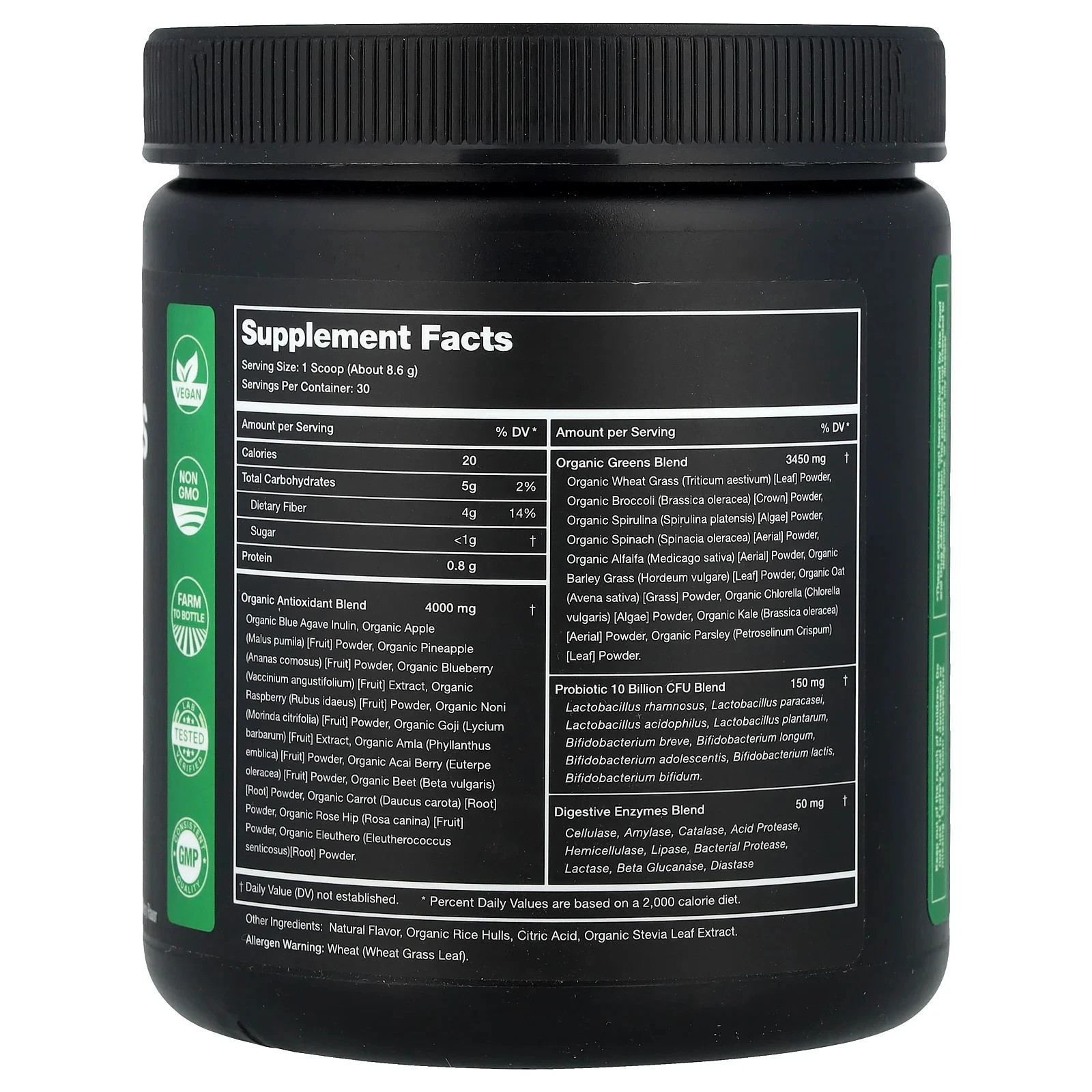 Super Greens With Superfoods, Probiotics & Enzymes, Natural Berry, 9.10 oz (258