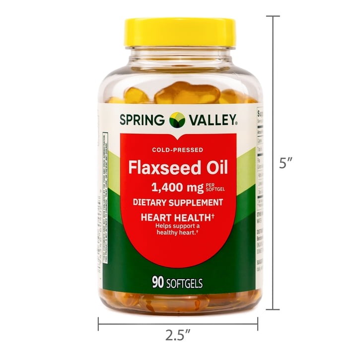 Spring Valley Flax Seed Oil Dietary Supplement Softgels, 1400 mg, 90 Count