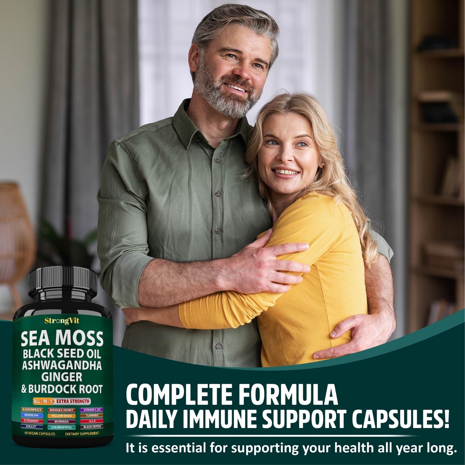 Organic Sea Moss Capsules with Black Seed Oil, Ashwagandha & Ginger – Multiminer