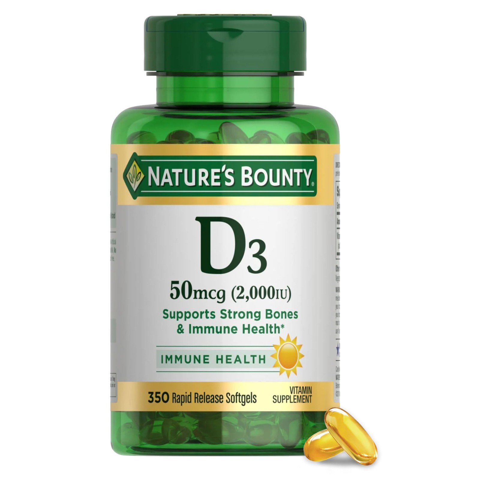 Nature’s Bounty Vitamin D3 2000 IU | Supports Immune 350 Count (Pack of 1)