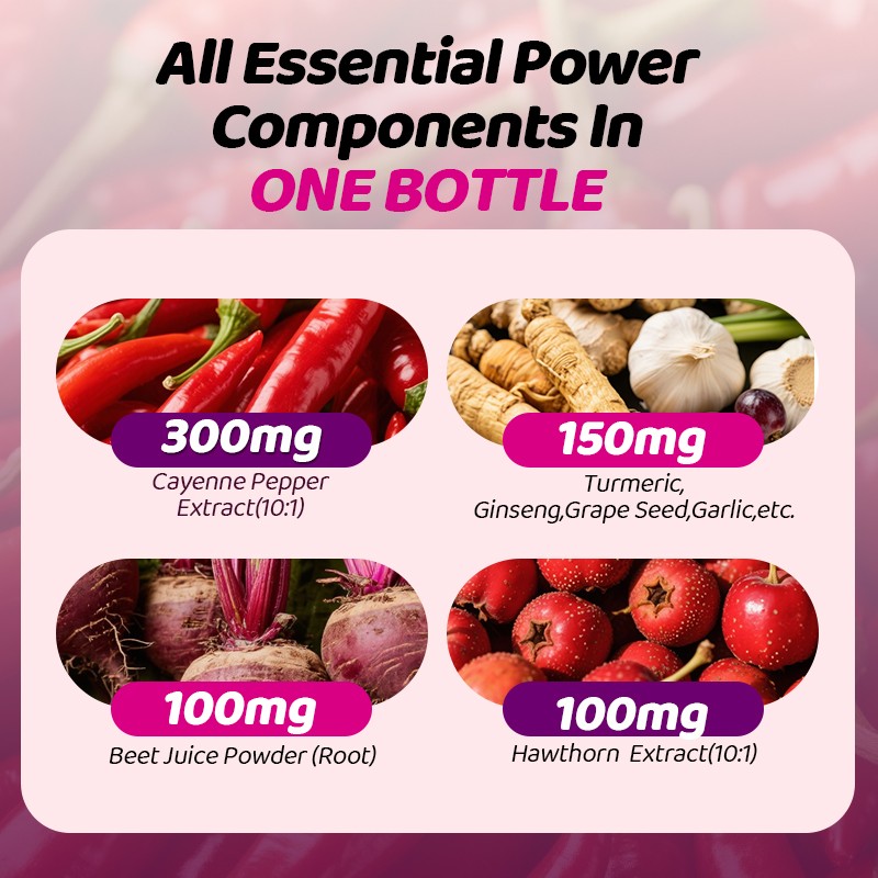 1-5x Cayenne Pepper Drops Supplement Liquid + Grape Seed, Turmeric, Ginseng 60ml
