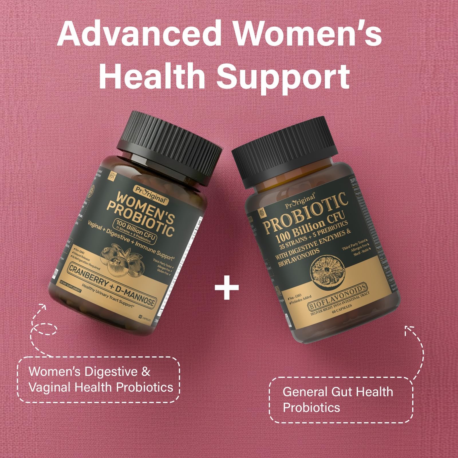 Proriginal Probiotics for Women – 100 Billion CFU, 11 Strains – 60 Caps