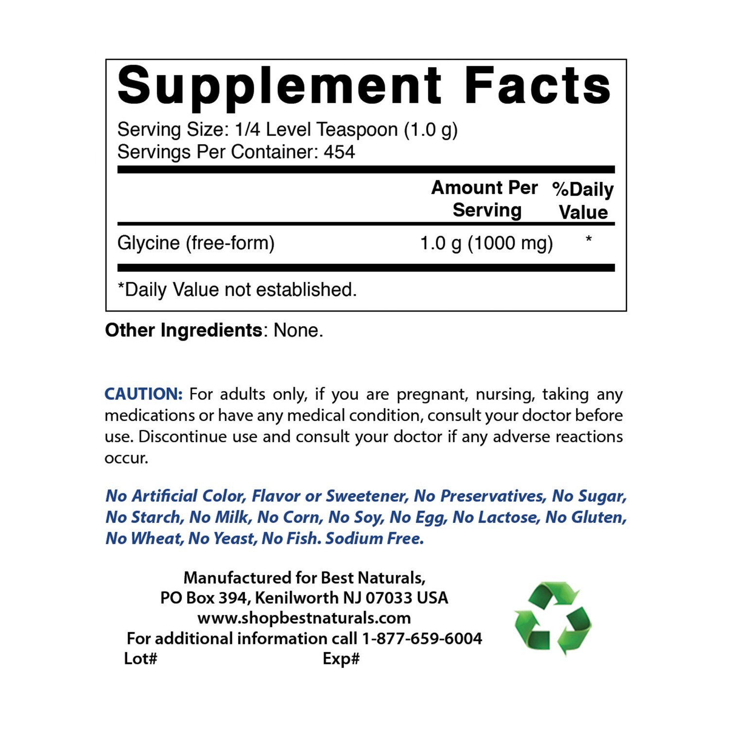 Glycine Powder 1 LB *Boosts Energy/Nervous System Support*