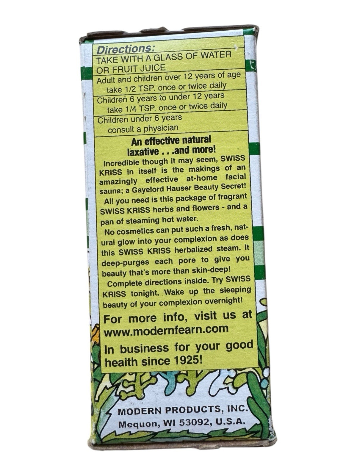 Swiss Kriss Herbal Laxative Flake Natural Digestive Aid – 3.25 oz – Ex: 12/28