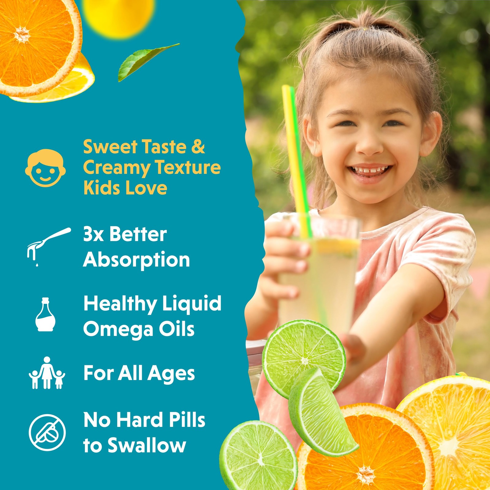 Barlean’s Omega Pals Lipsmackin’ Citrus Flavored Omega3 for Kids, Yummy Child…