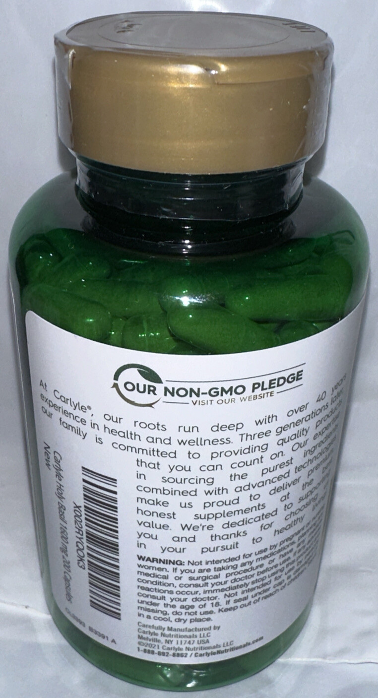 CARLYLE. Holy Basil Extract Supplement 90 vcaps **NEW SEALED** Exp 10/2025