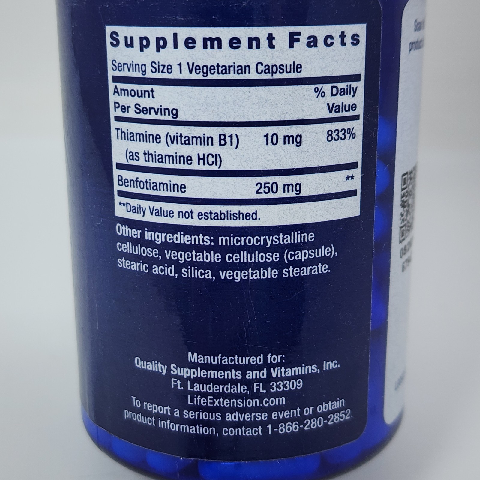 Life Extension Mega Benfotiamine 250 mg, 120 Capsules Exp 08/2026