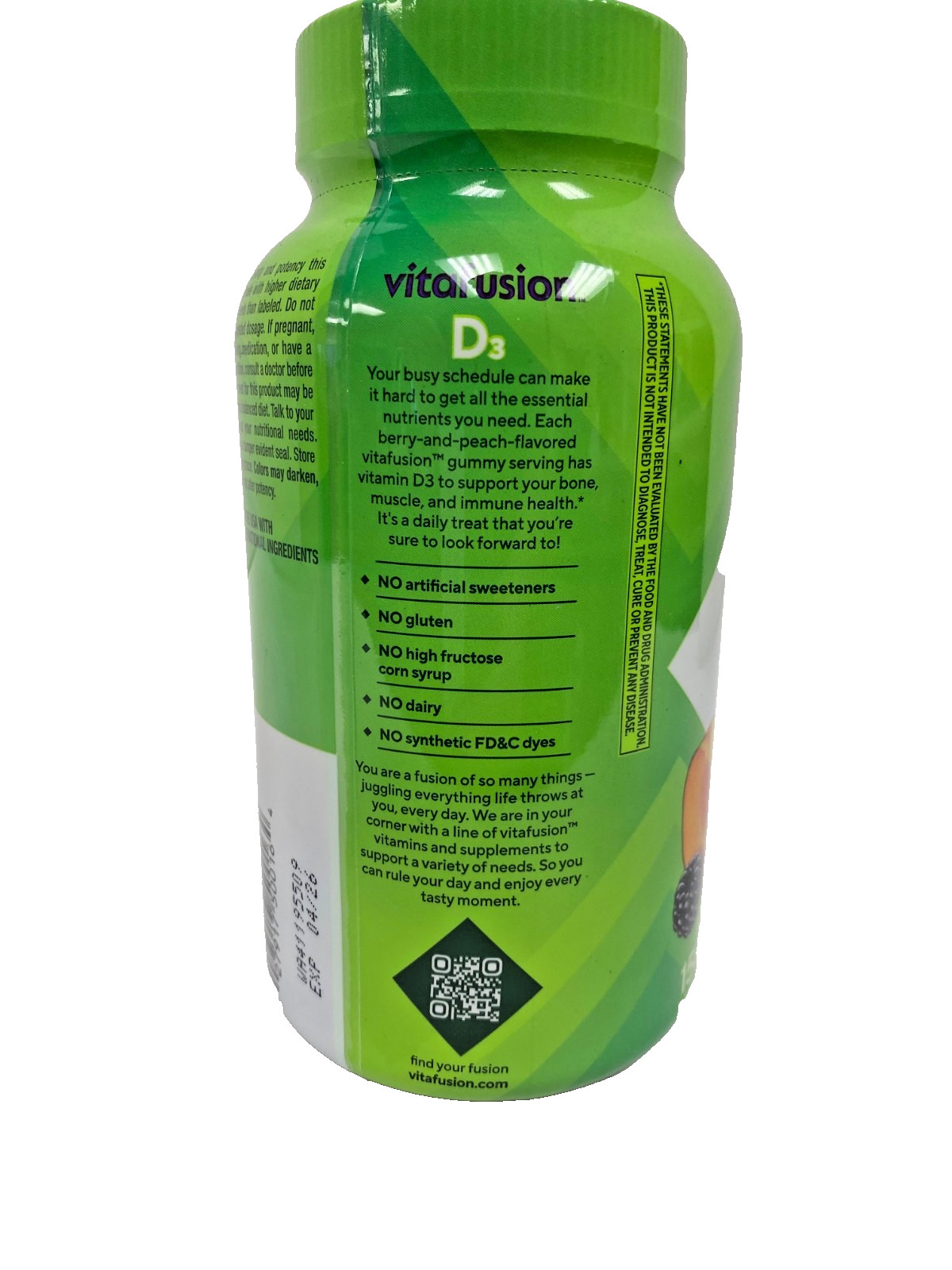 VITAFUSION D3 GUMMIES 150 Count Berry, Peach Flavor 50 MCG Per Serve 1 Gumy Serv