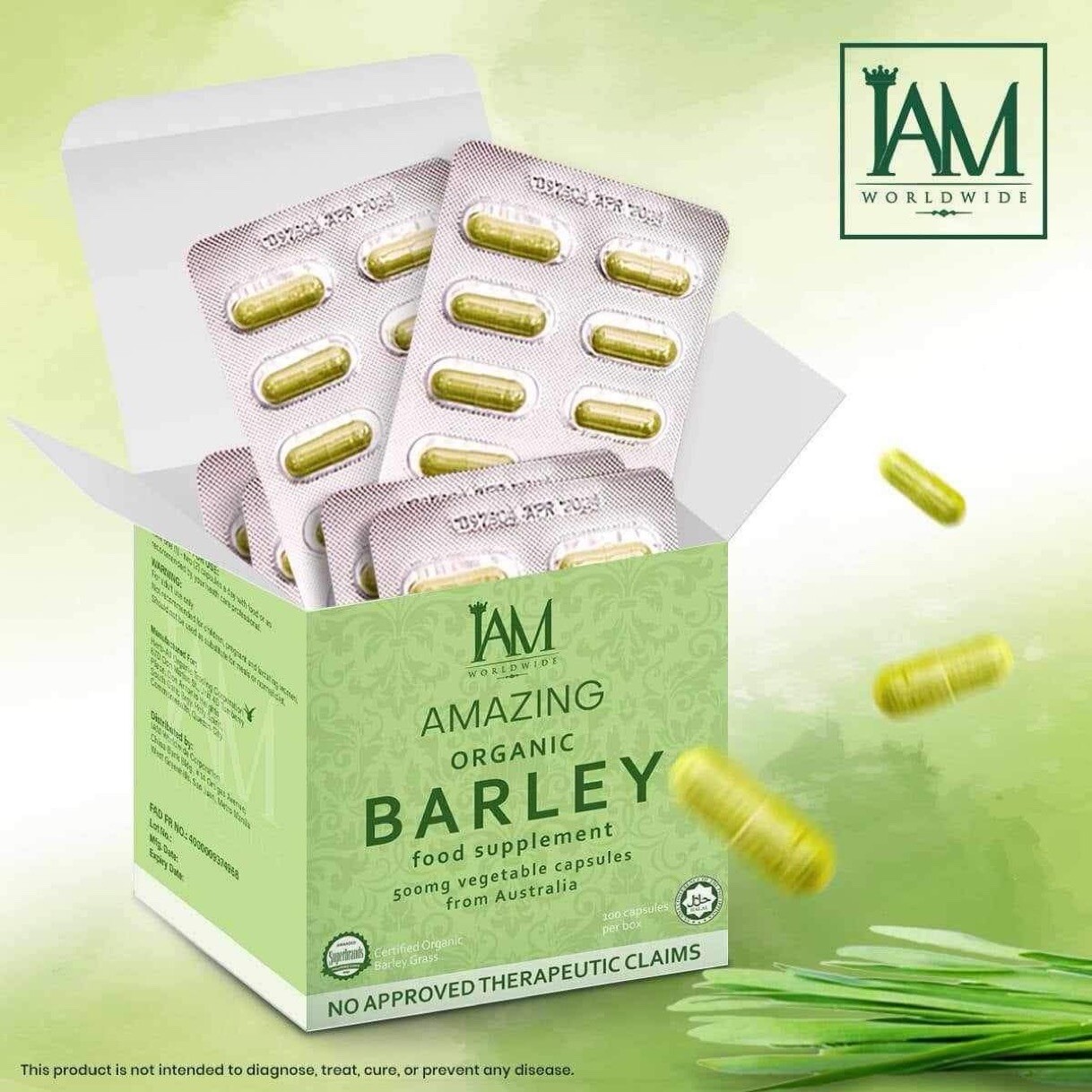 3 Boxes Barley Capsules-FREE SHIPPING, FACTORY SEALED)new Packaging