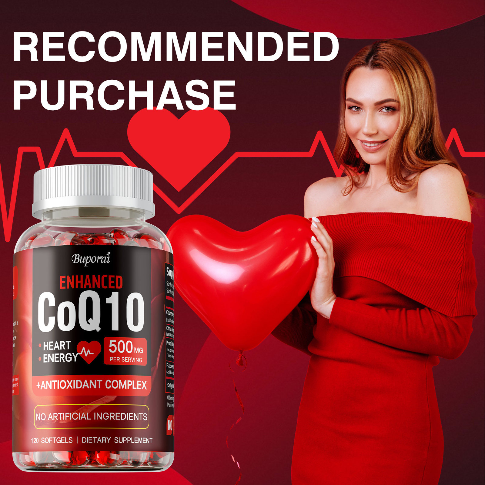 CoQ10 500mg – Antioxidant, Good for Heart Health and Energy Production,Non-GMO