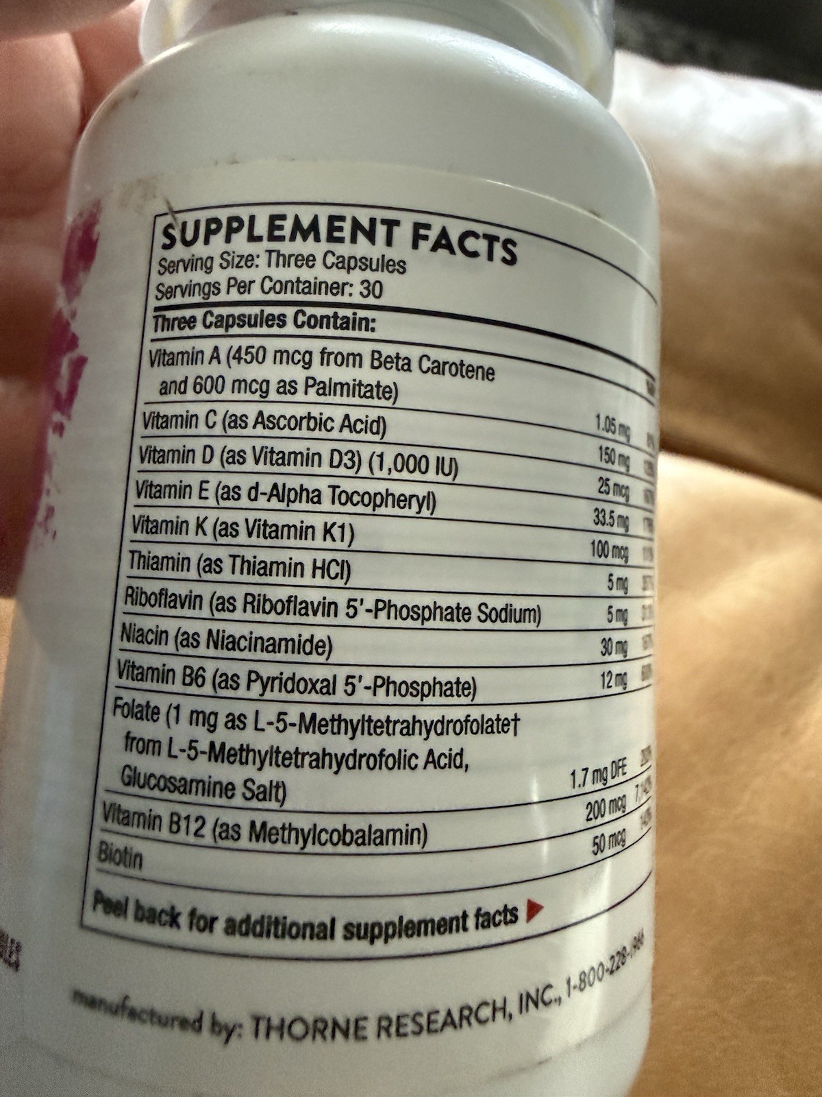 Thorne Basic Prenatal Supplement for Pregnant & Nursing Women Exp: 02/2027