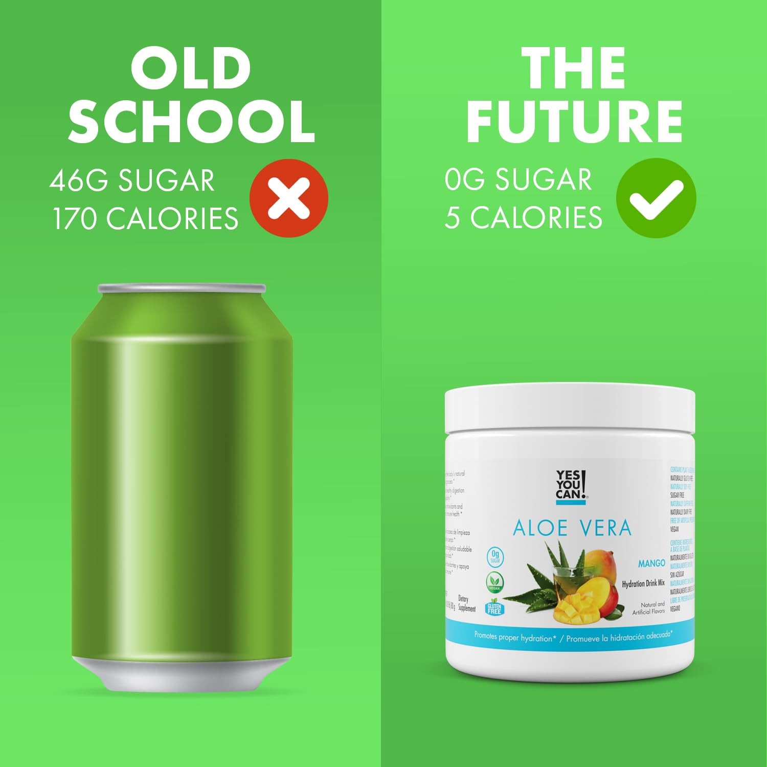 Yes You Can! Aloe Vera Powder Drink Mix – Hydration Booster Infused with Pure