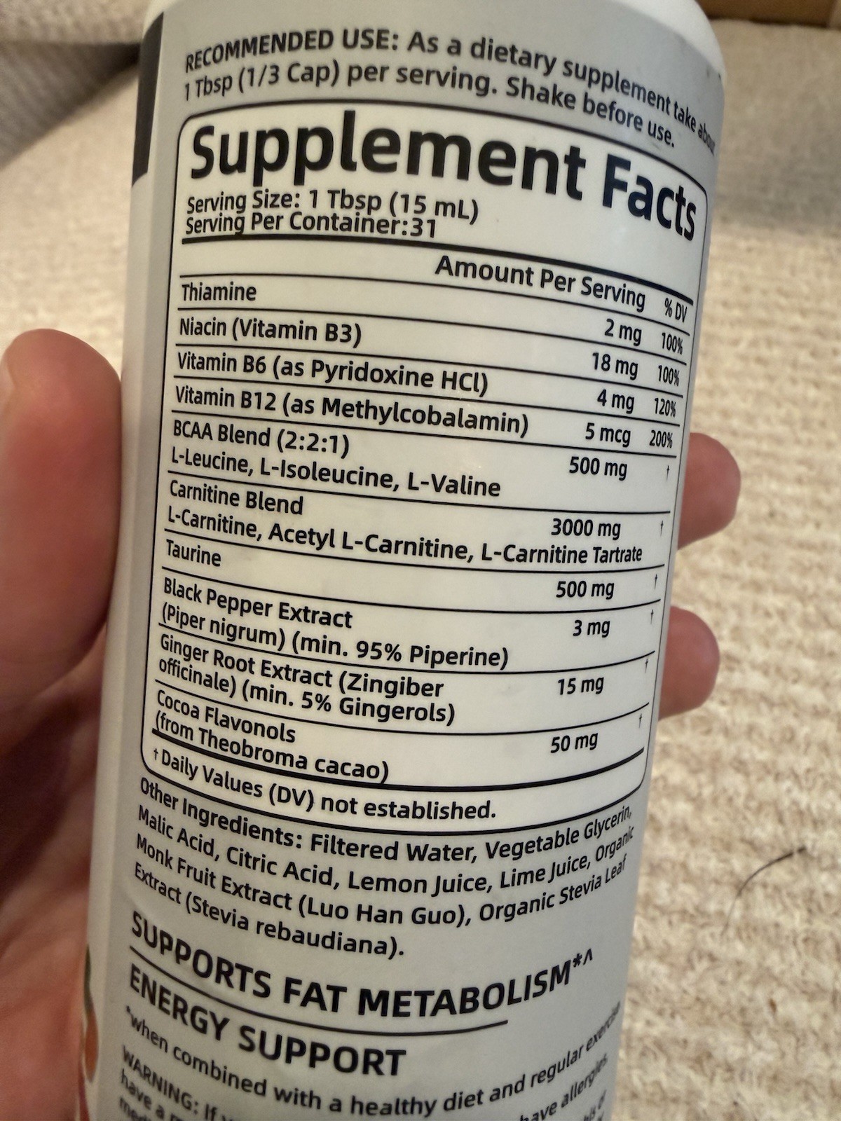 Bakakoul Carnitine Liquid 3000 – Sour Gummy Flavor – 16 floz 31 Servings BB 9/28