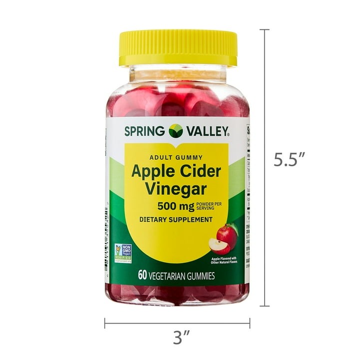 Spring Valley Apple Cider Vinegar Gummies Non GMO 500 mg 60 Count