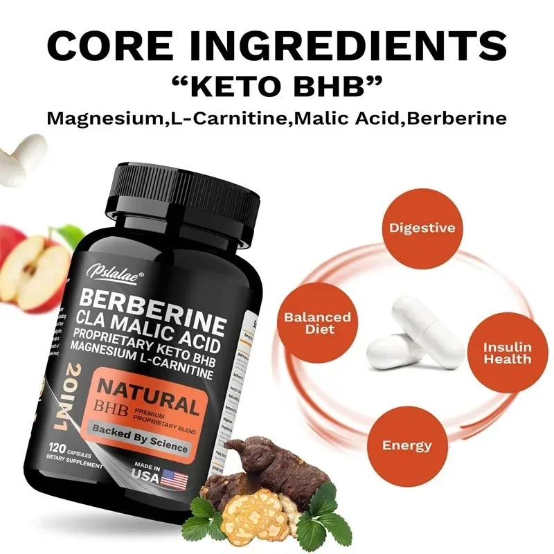 Berberine, CLA Malic Acid 120pcs – Metabolism, Digestion, Insulin & Liver Health