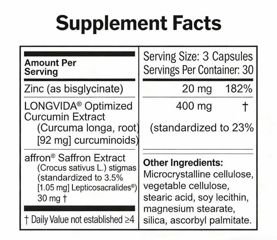 BrainMD Happy Saffron Plus 3-in-1 Vegan Capsules Supplement
