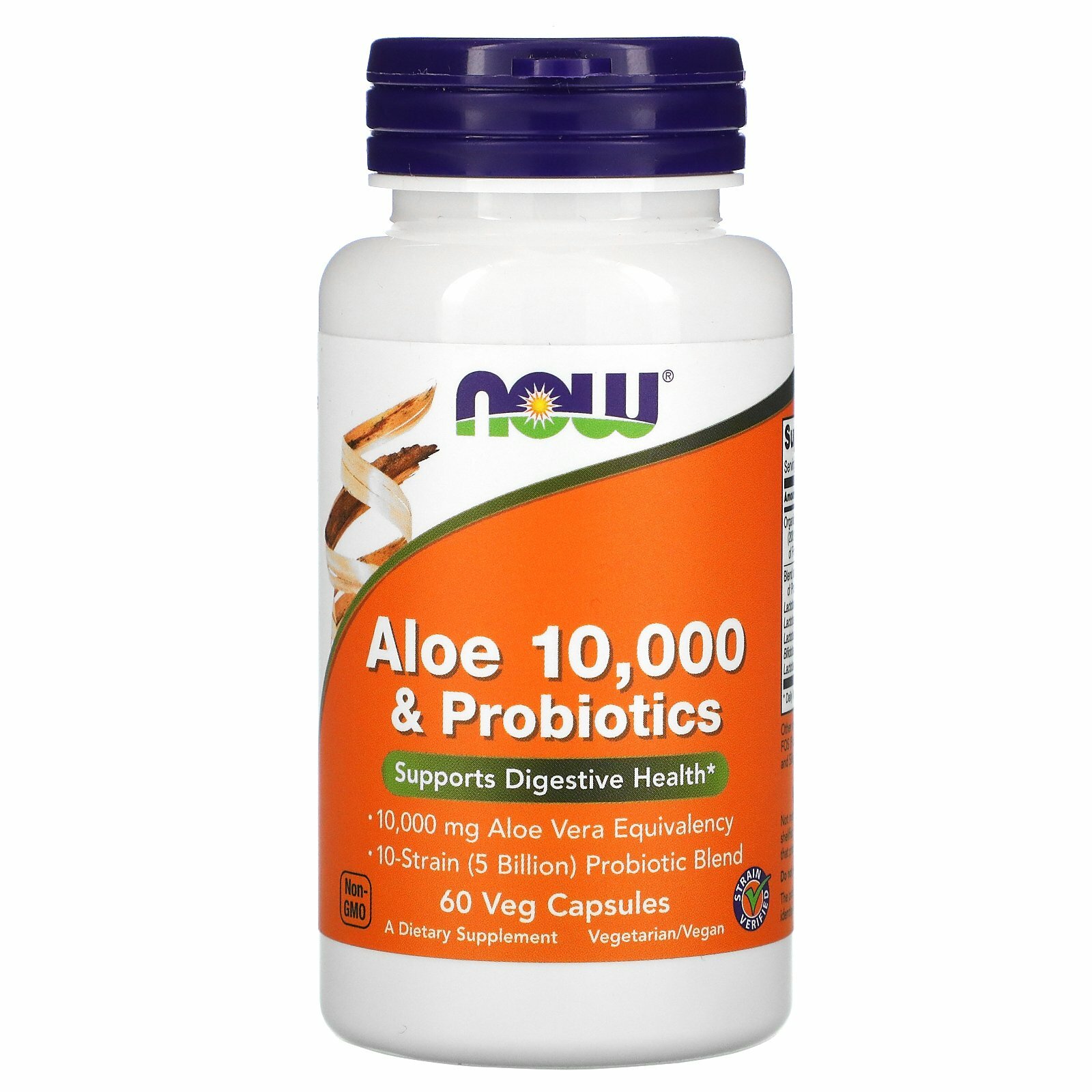 Now Foods Aloe 10 000 Probiotics 60 Veg Capsules GMP Quality Assured, Vegan,