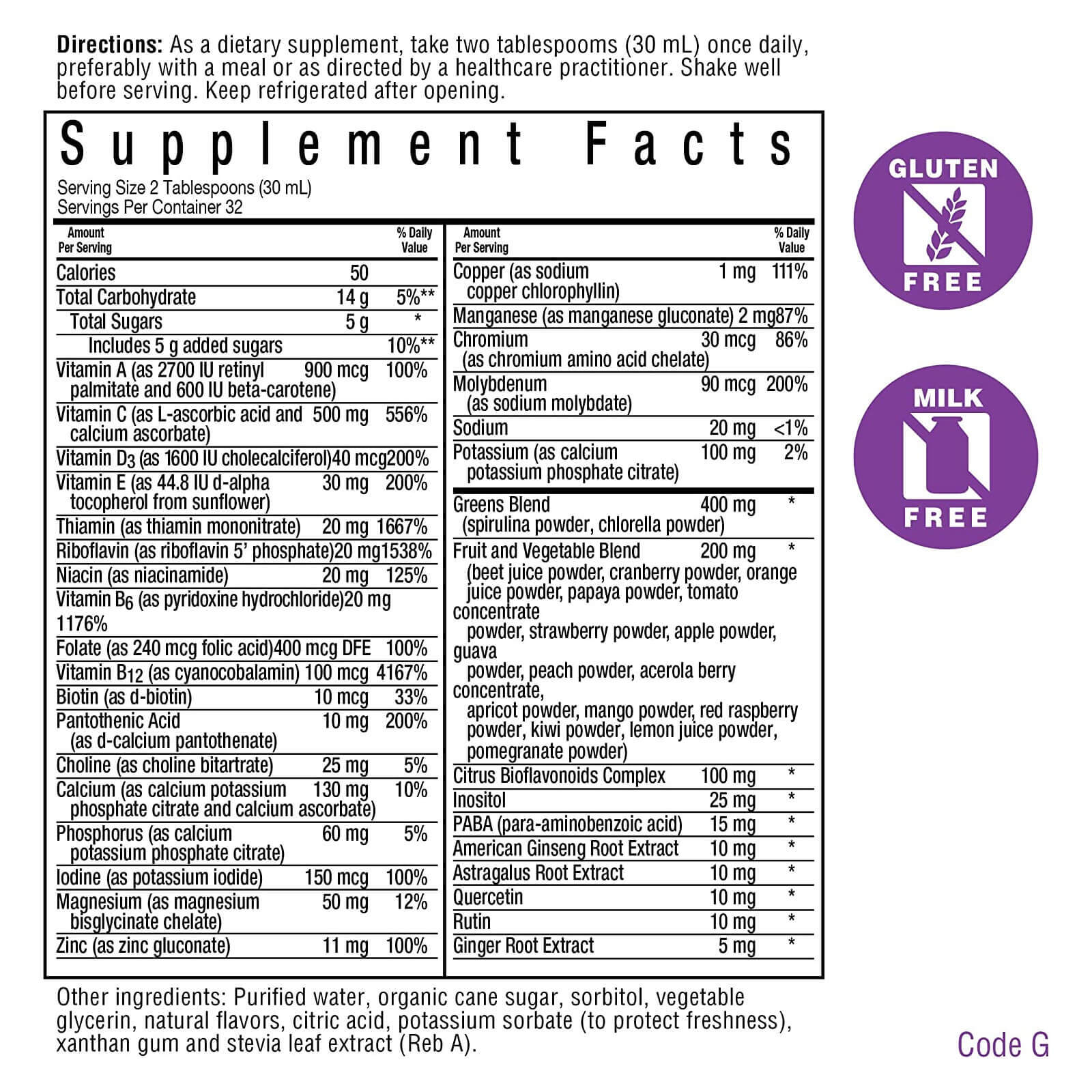 Bluebonnet Liquid Multi Formula 32 Fl Oz Liquid, Energy and Vitality Support