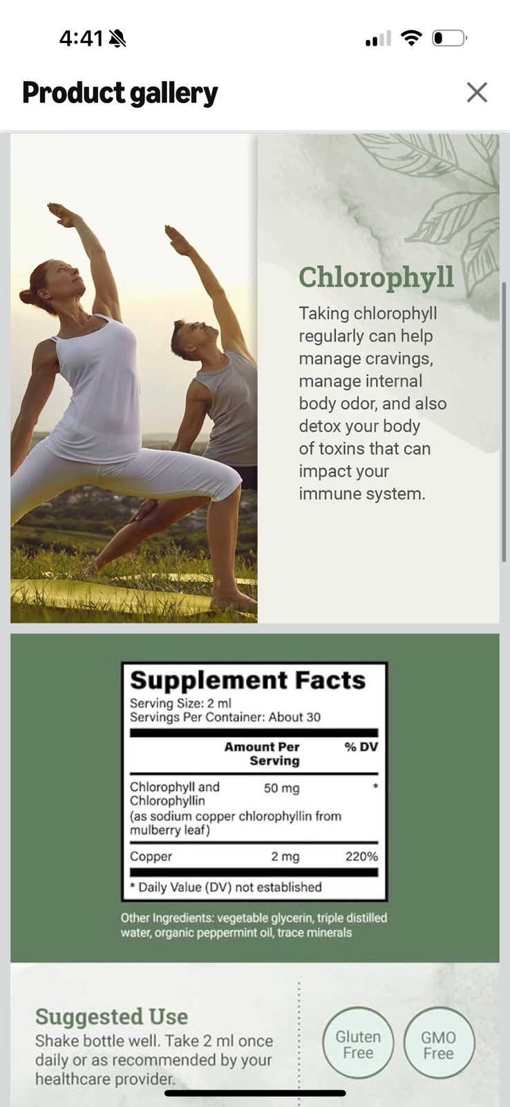 Earth Harmony Liquid Chlorophyll, Liquid Drops for Immune System Support 2 oz