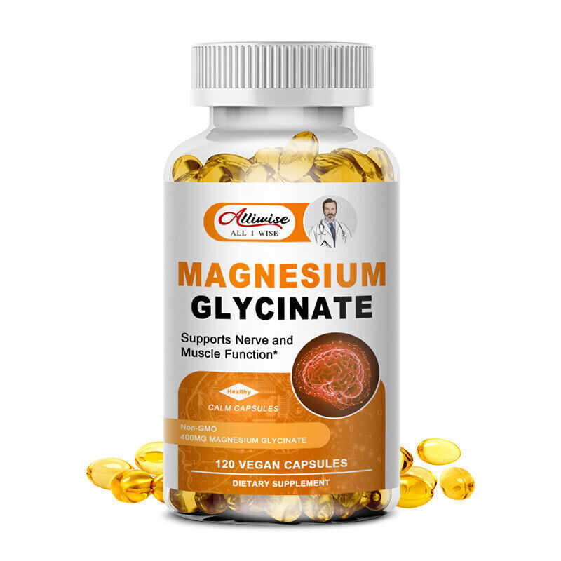 400MG Magnesium Glycinate High Absorption,Improved Sleep,Stress & Anxiety Relief