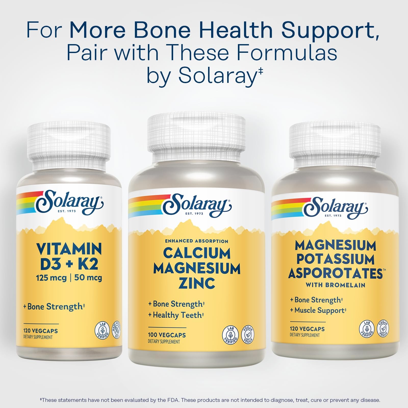 SOLARAY Calcium Magnesium Zinc Supplement – 100 Count (Pack of 1), No Color