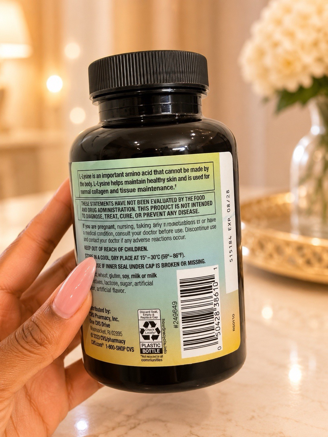 L-Lysine 1000 mg Dietary Supplement – 100 Caplet. Exp 8/28