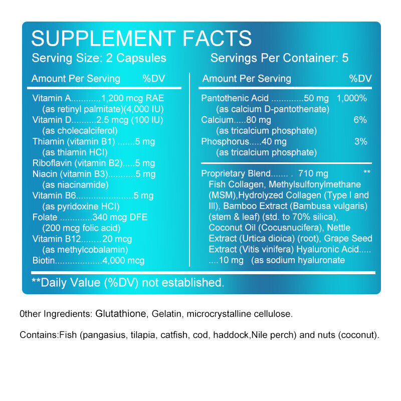 Collagen Vitamin Capsules for Hair, Skin, and Nails, Premium Collagen Supplement
