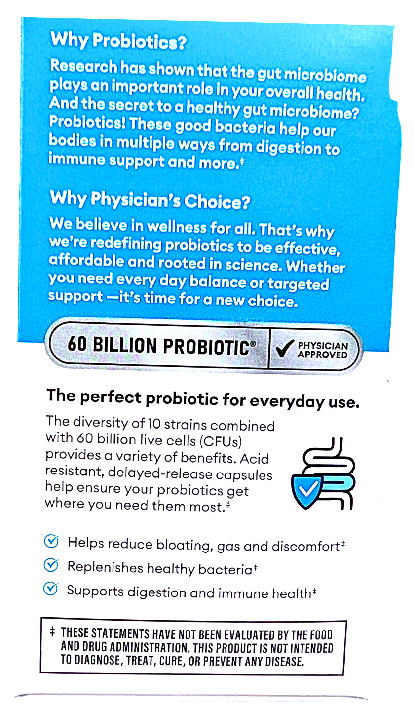 Physician’s Choice 60 Billion CFU Probiotic Capsules 84 Count EXP 02/2027
