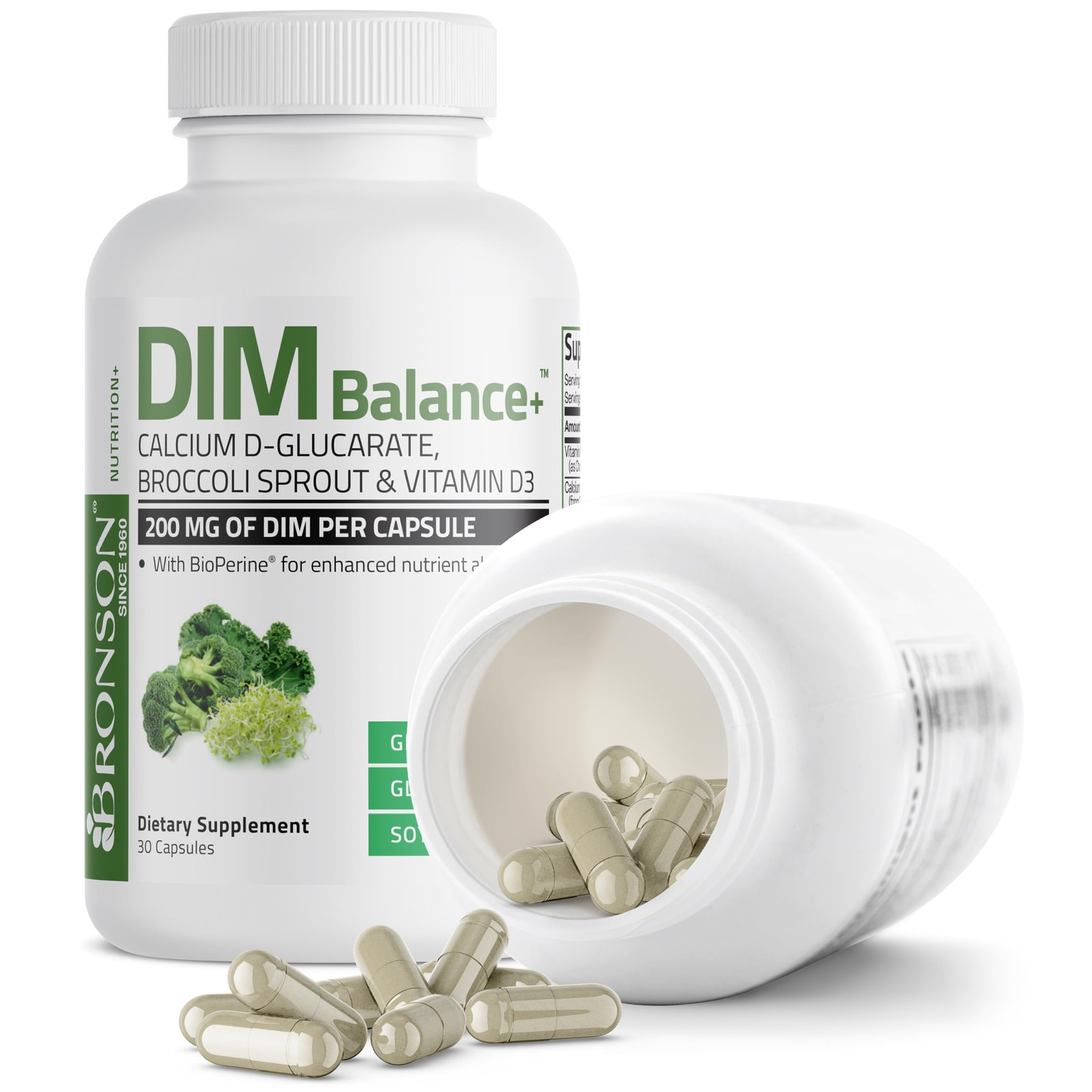 Bronson DIM Balance+ Calcium D-Glucarate, Broccoli 30 Count (Pack of 1)