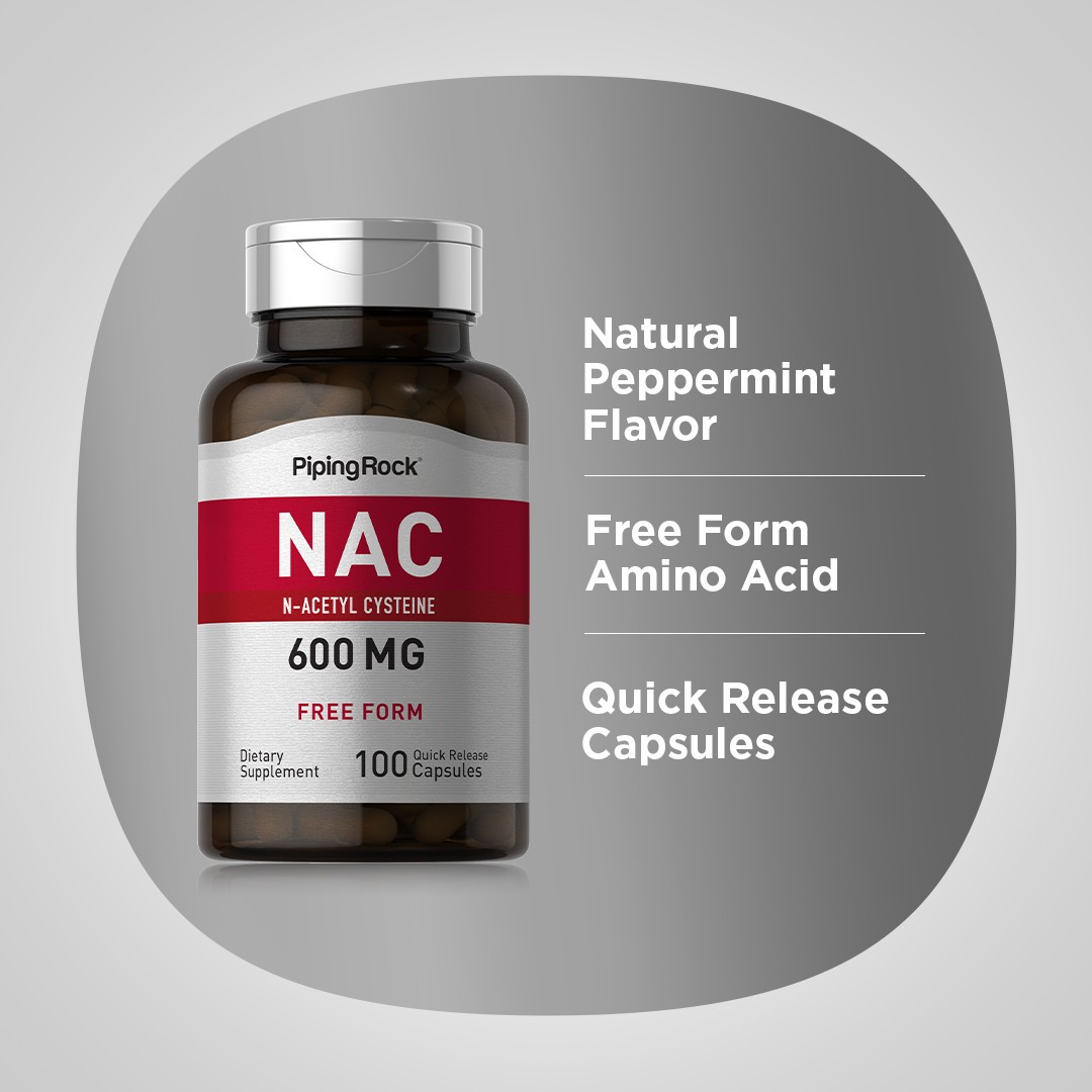 NAC Supplement N-Acetyl Cysteine 600mg | 100 Count | Free Form | by Piping Rock