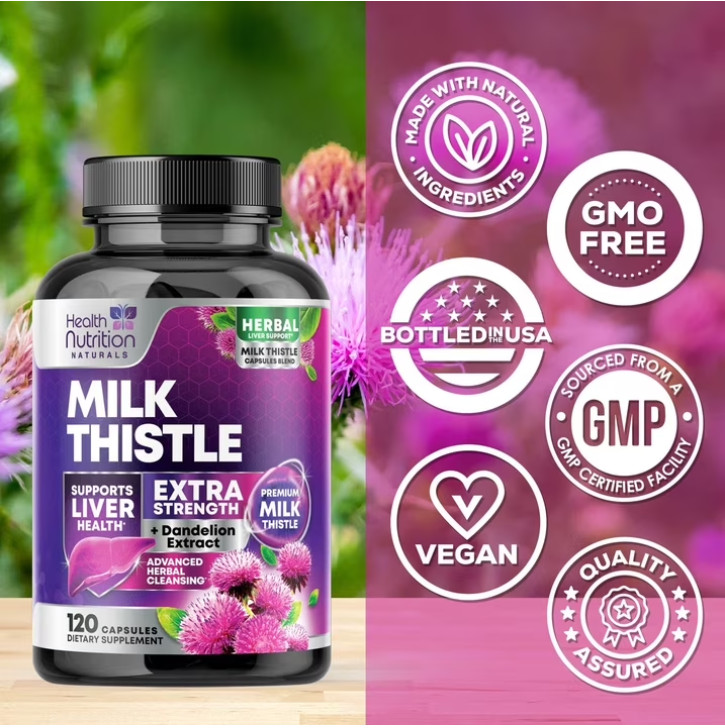 ( 2 pack) Milk Thistle Supplement for Liver Detox and Cleanse 1000mg