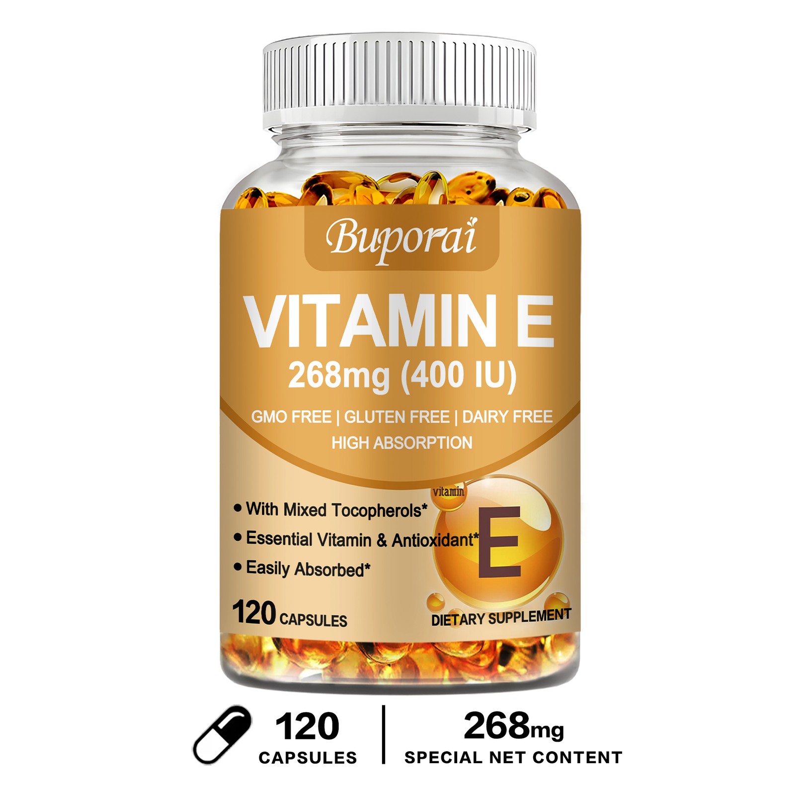 Vitamin E 400 IU -D-Alpha Tocopherol & Mixed Tocopherols-Anti-aging, Antioxidant