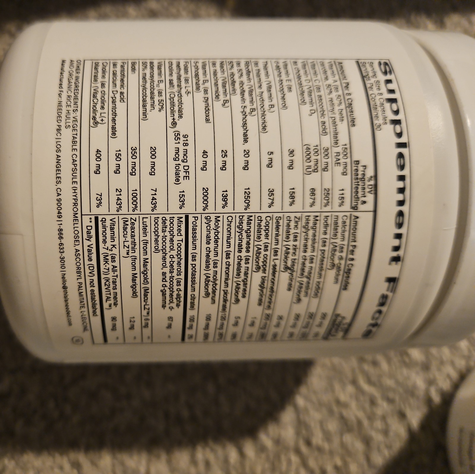 Needed Prenatal Multi Capsules 240 Count Exp 01 /2028 Sealed Dietary Supplement