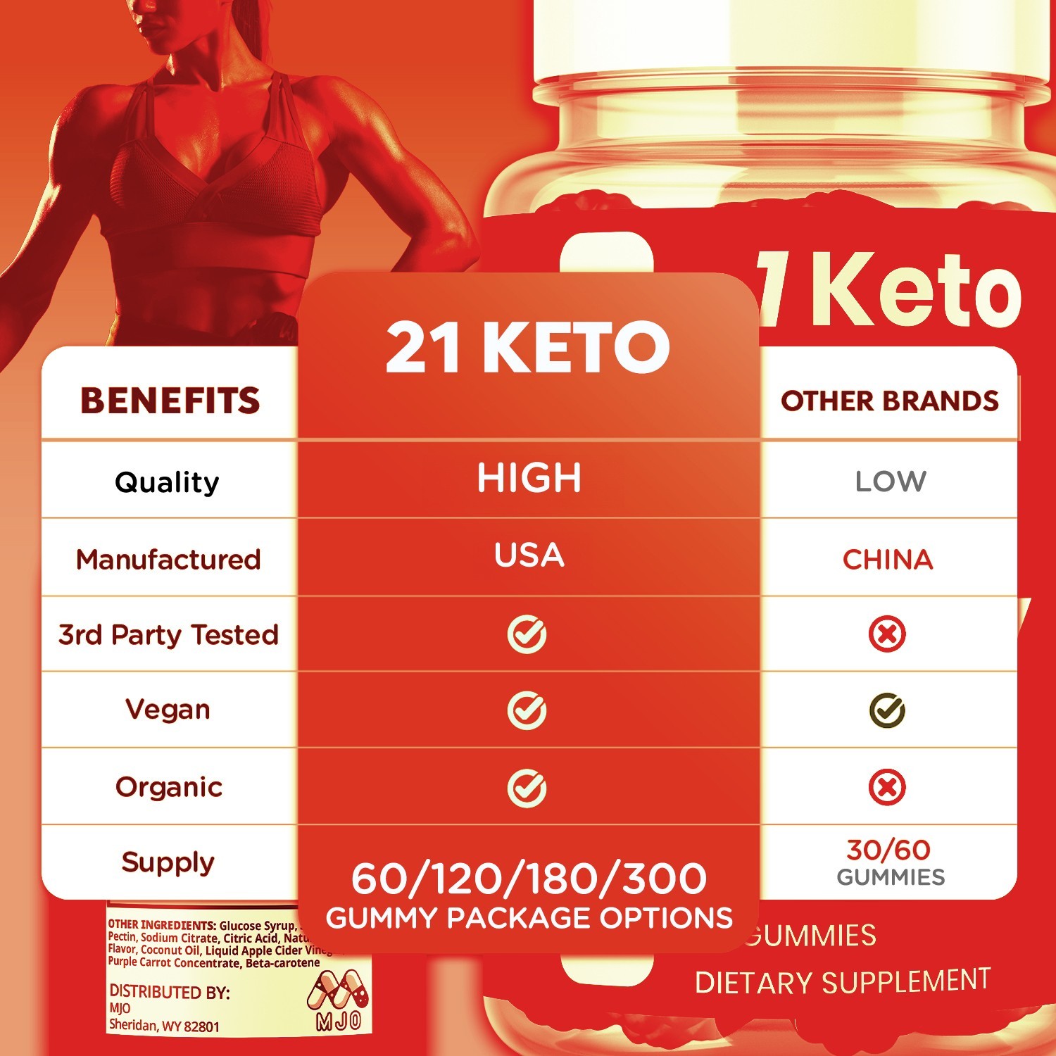 (3 Pack) 21 Keto Nutrition X3 ACV Gummys Vitamin Max Supplement 180 Gummies