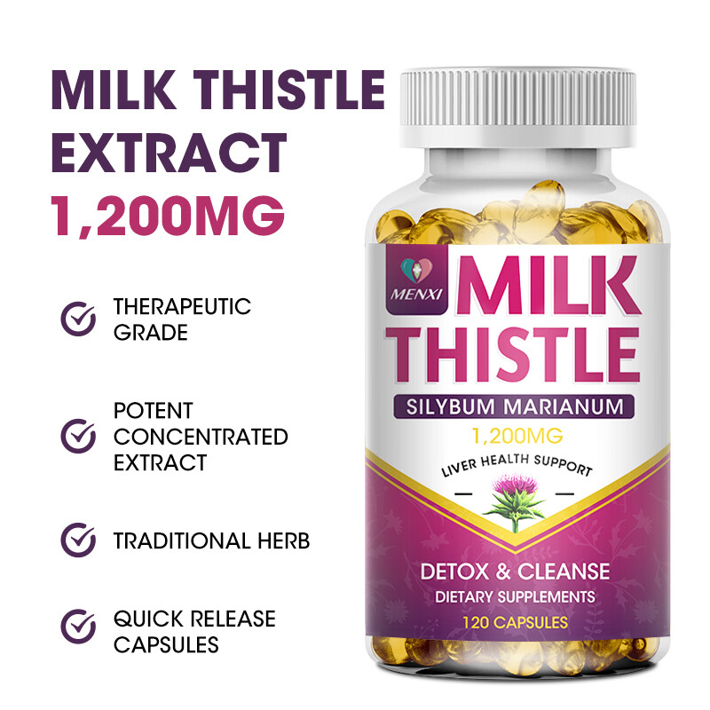 120pcs Milk Thistle (Silymarin) Dandelion Root Capsules Liver Health 1200MG