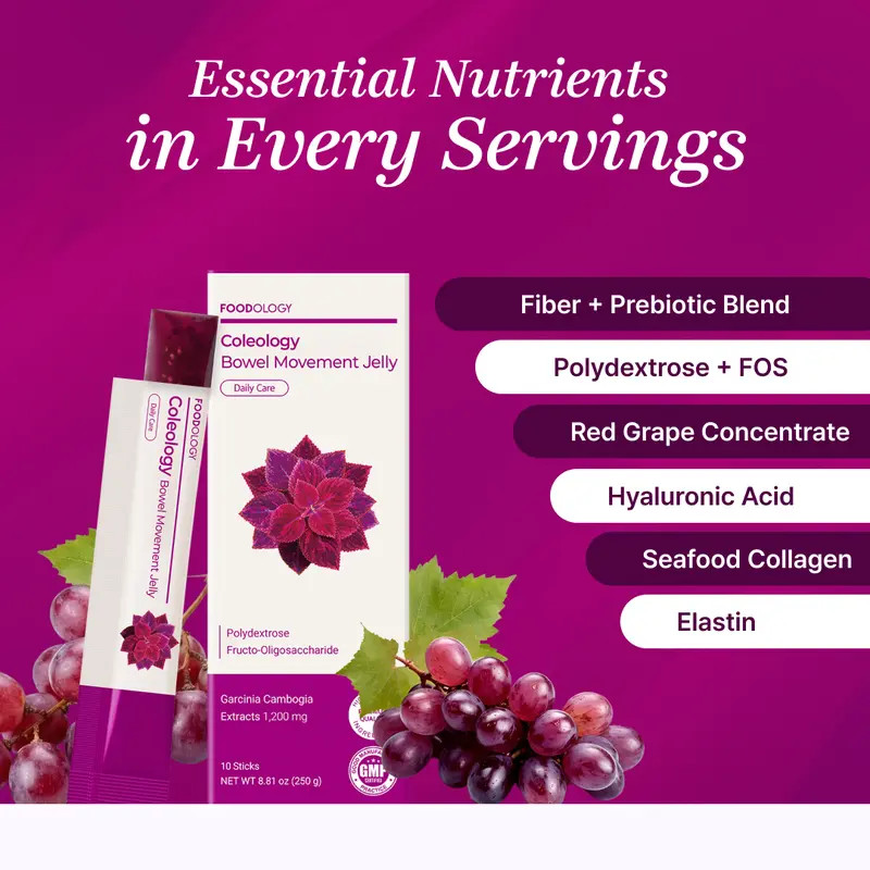 FOODOLOGY Coleology Grape Prune Jelly Prebiotic Fiber Supplement Gentle New
