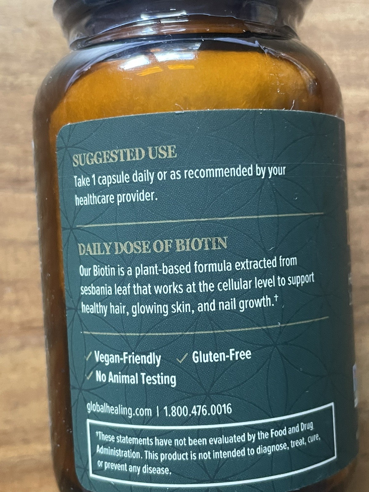 Biotin 2500mcg Global Healing Organic Sesbania Extract – 60 Capsules–NEW