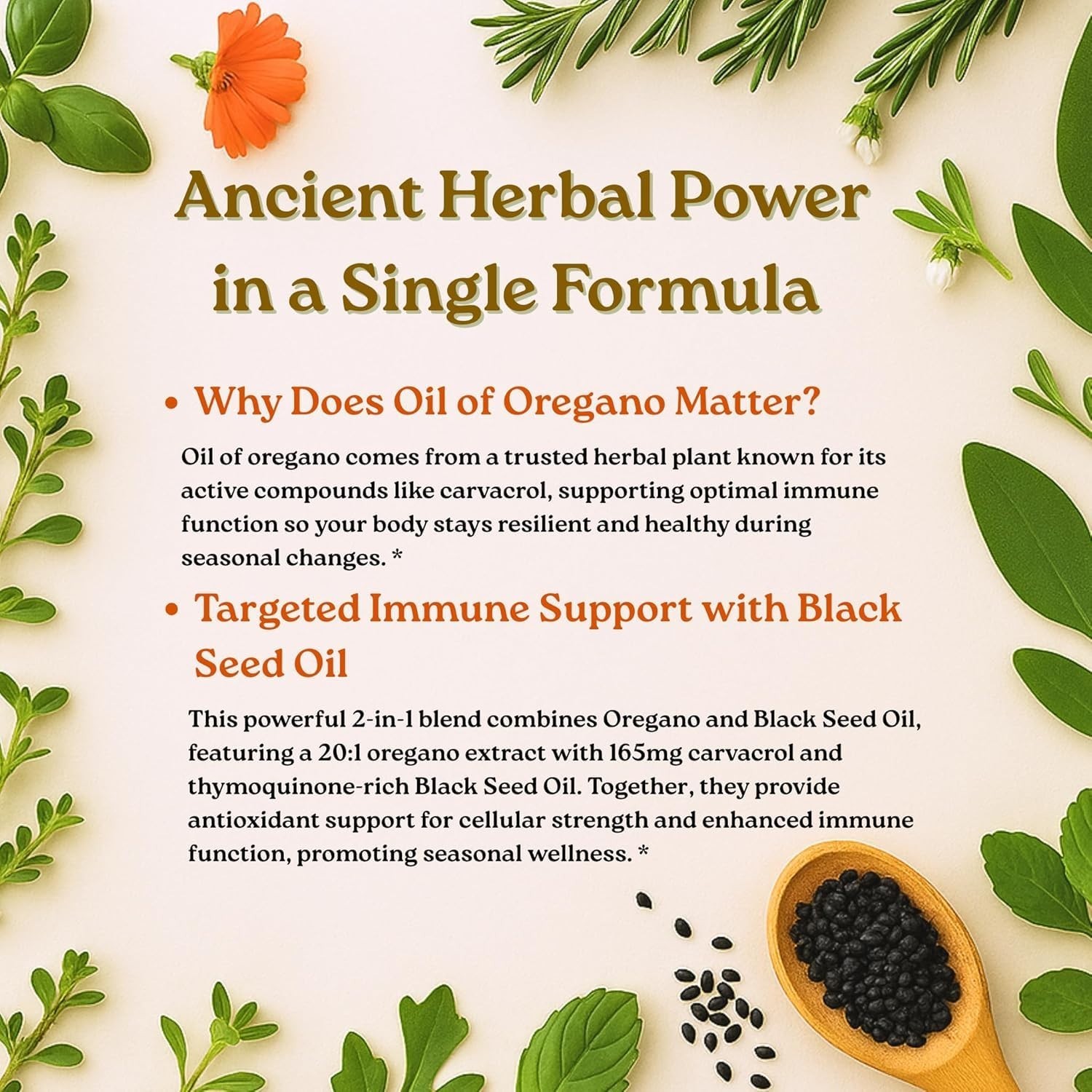 Oregano Oil Softgels 300 Count | 2-in-1 Black Seed Oil | 4X Carvacrol & Thymoqui