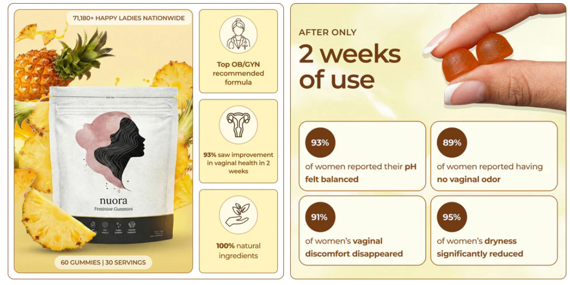 Nuora Best Probiotic for women, great tasting gummies