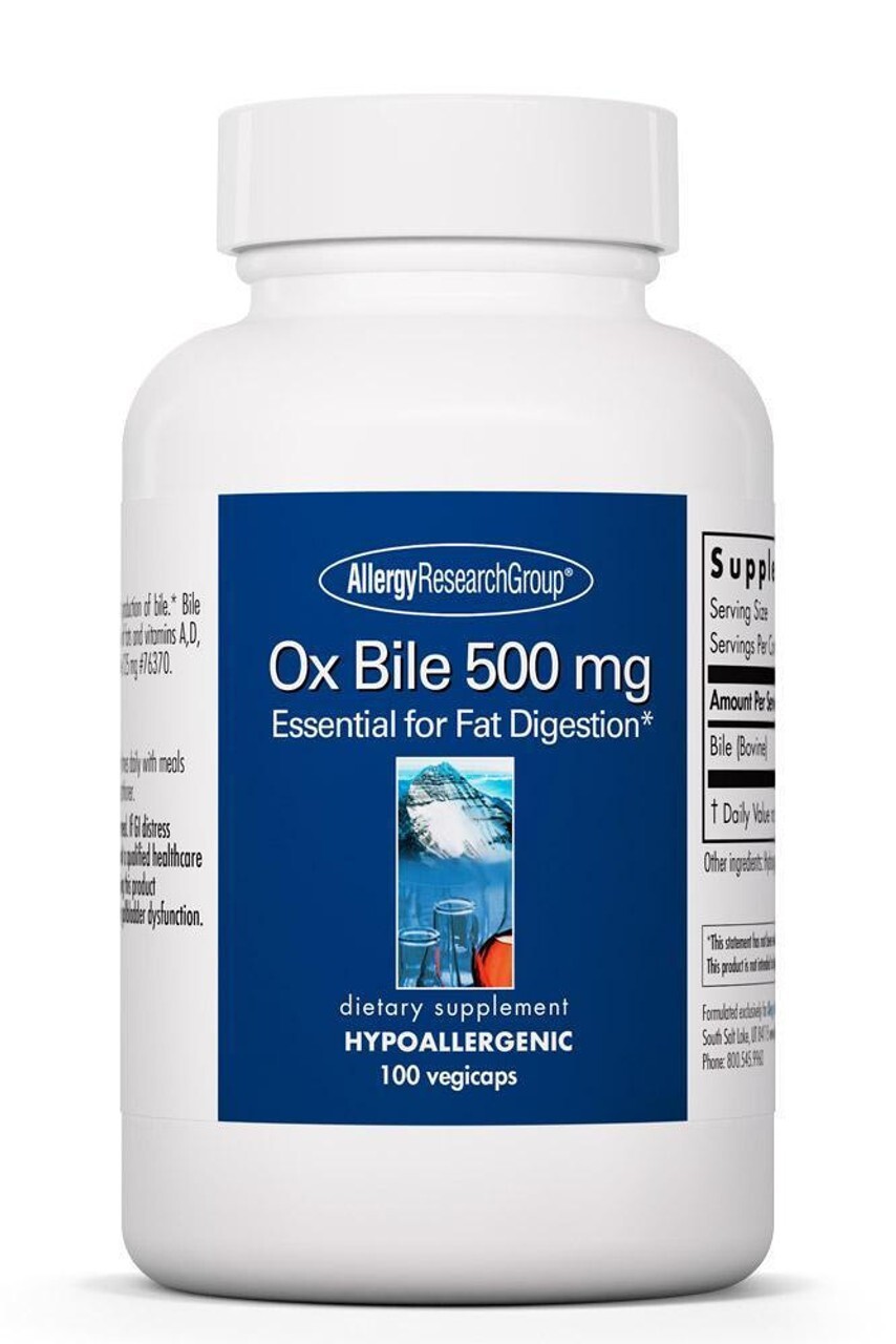 Ox Bile 500 mg 100 vegicaps Allergy Research Group exp 7/27