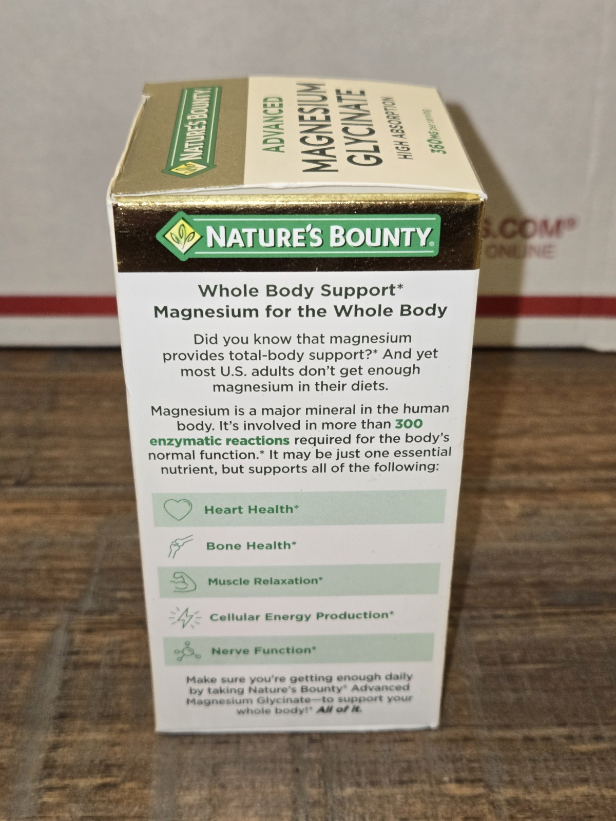 Natures Bounty 360mg Advanced MAGNESIUM GLYCINATE 90 cap High Absorption 07/2028