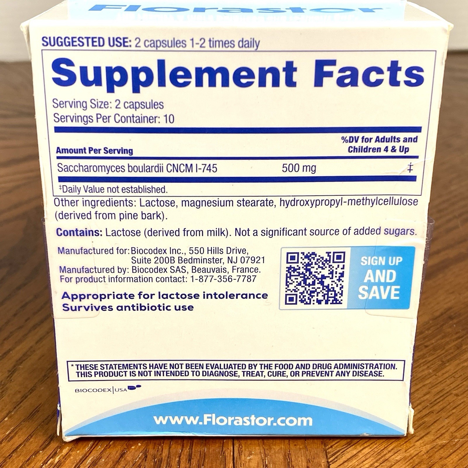 Lot of 2 ~ Florastor ~ Dual Action Probiotic Supplement ~ 20 Veggie Capsules