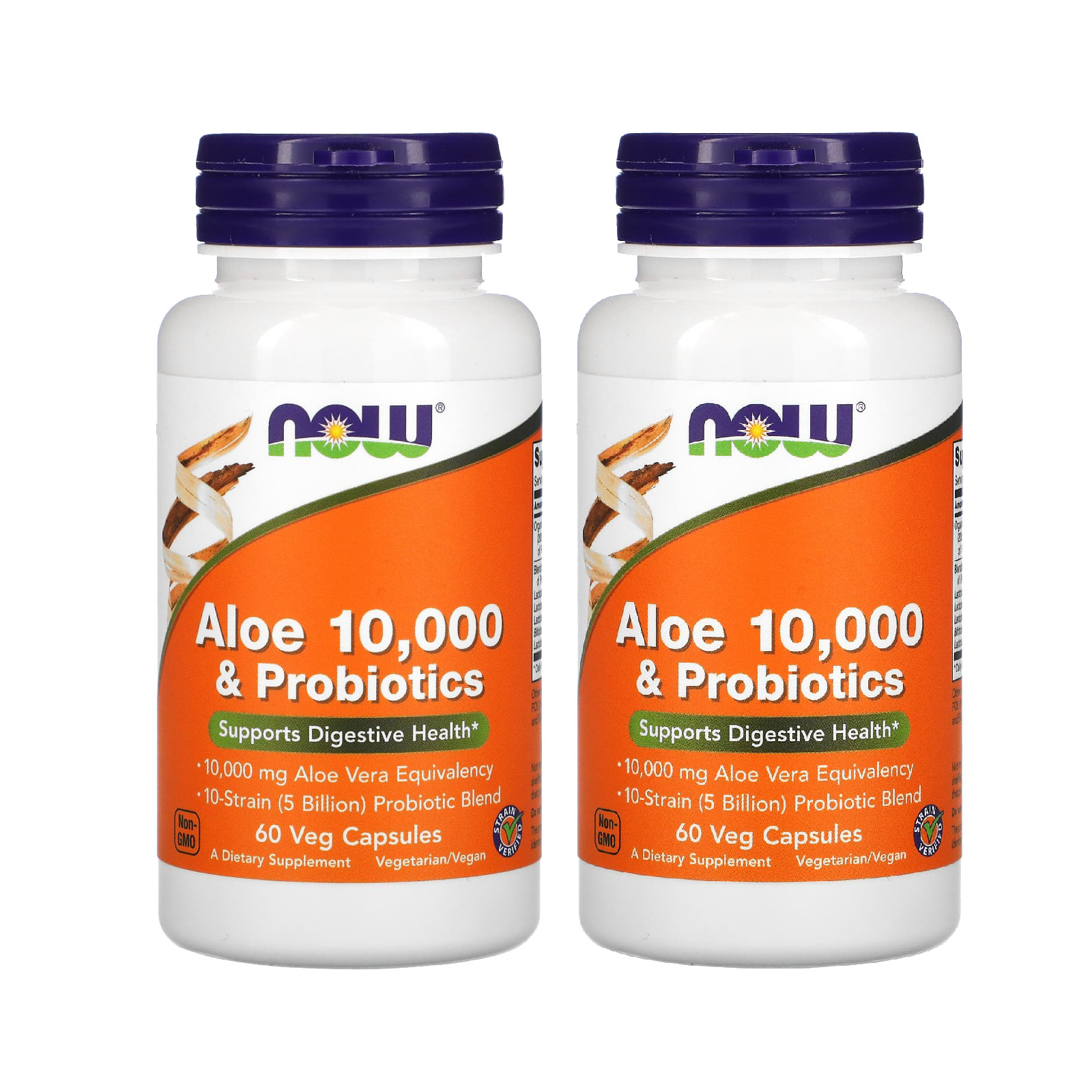 Now Foods (2 PACKS) Aloe 10 000 Probiotics 60 Veg Capsules