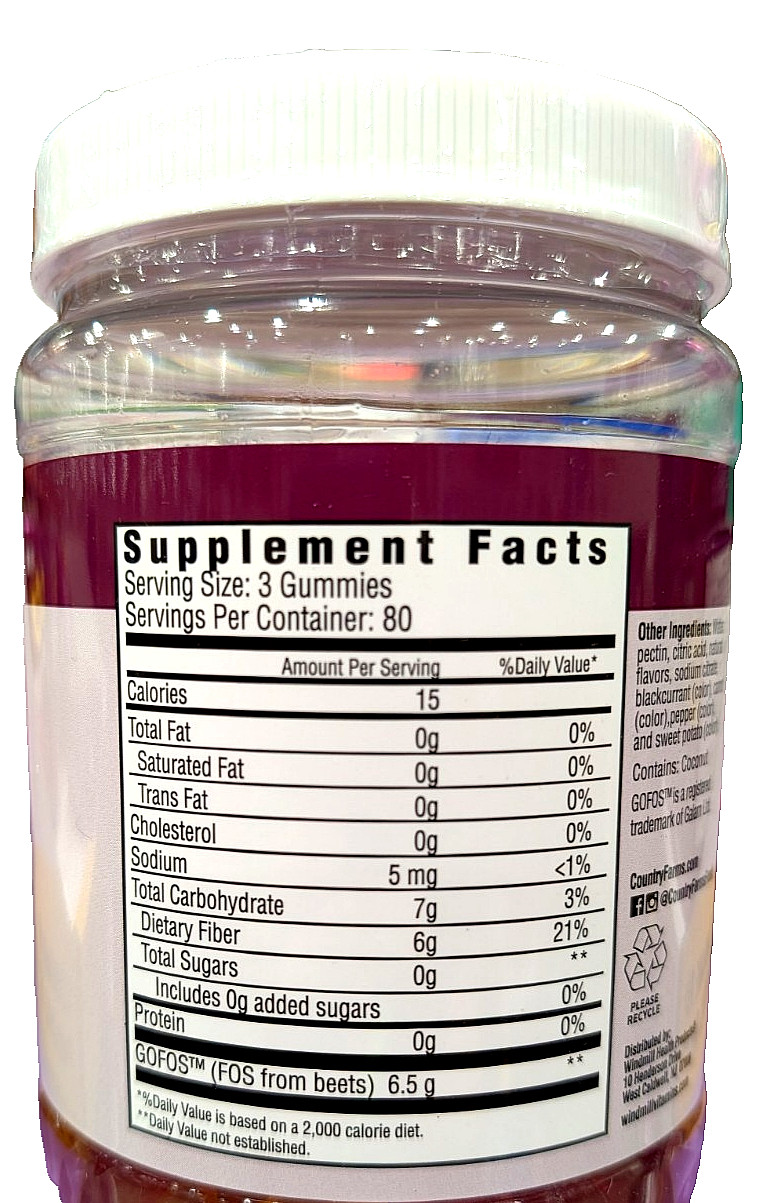 Country Farms Fiber Care 240 Prebiotic Fiber Gummies Mixed Fruit EXP 08/2025