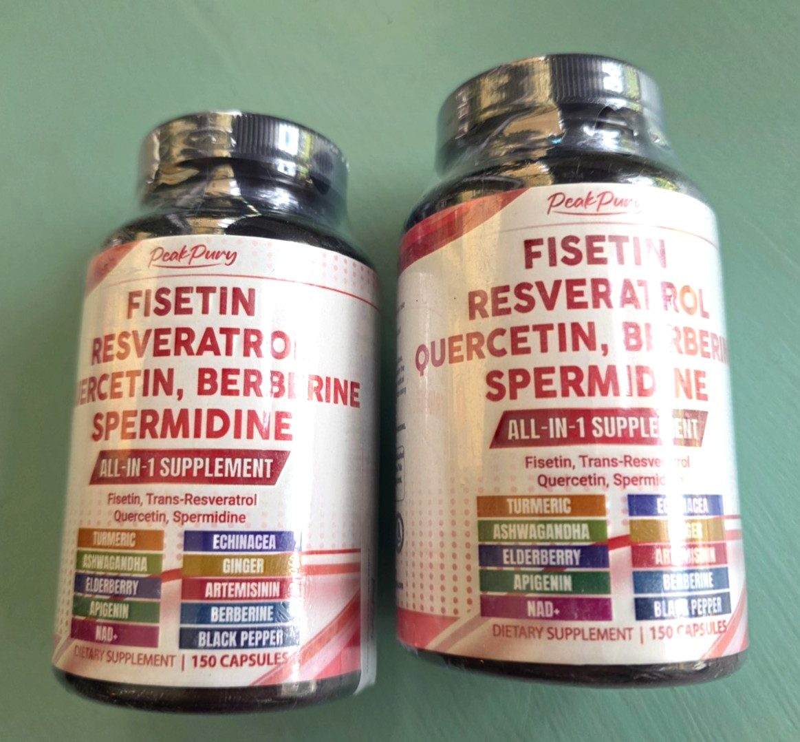 Peak Pury Fisetin + All-in-One Supplement – Healthy Aging – 150 caps – Exp 06/28