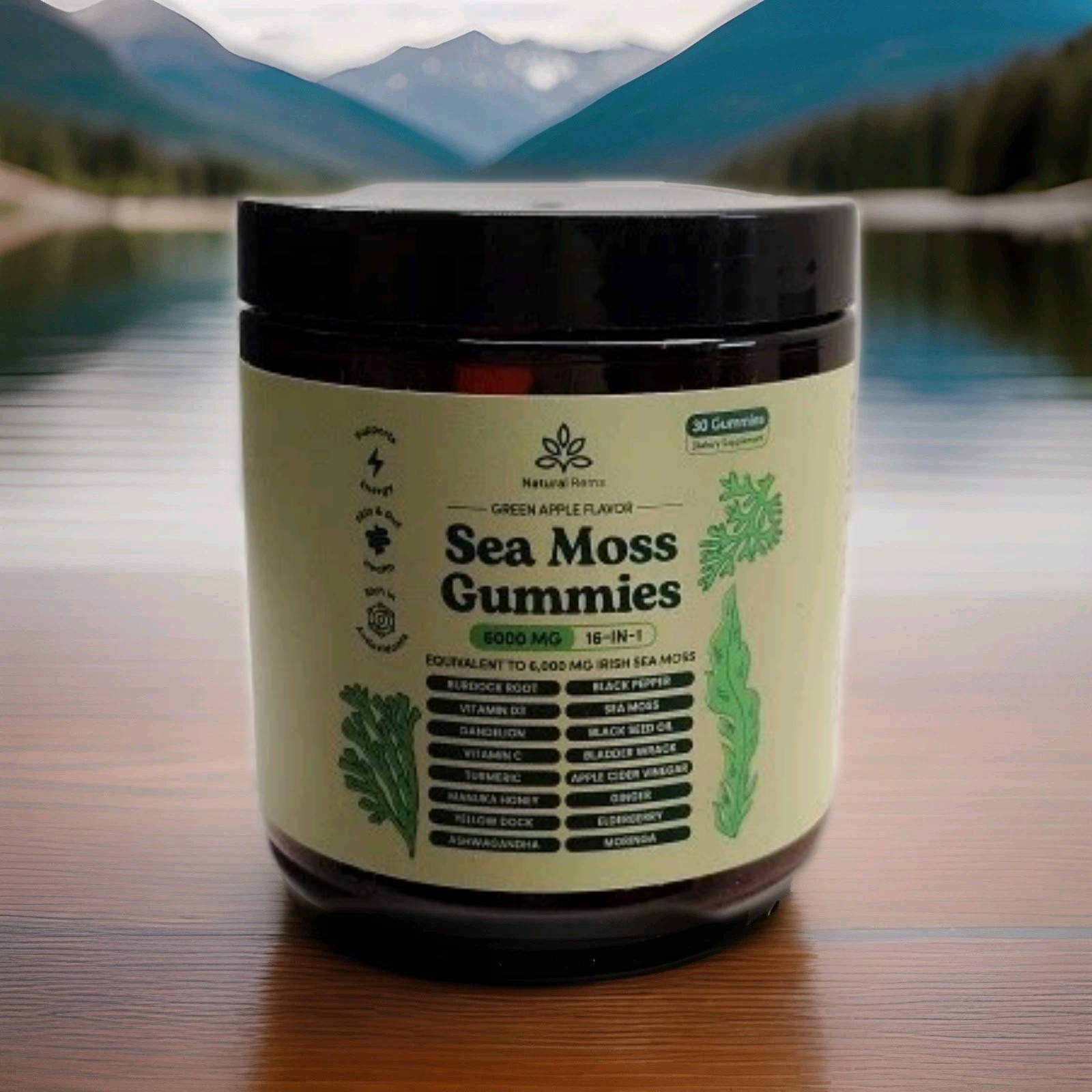 Natural Rems Sea Moss Gummies 16-in-1 – Ashwagandha Black Seed Oil Bladder Wrack