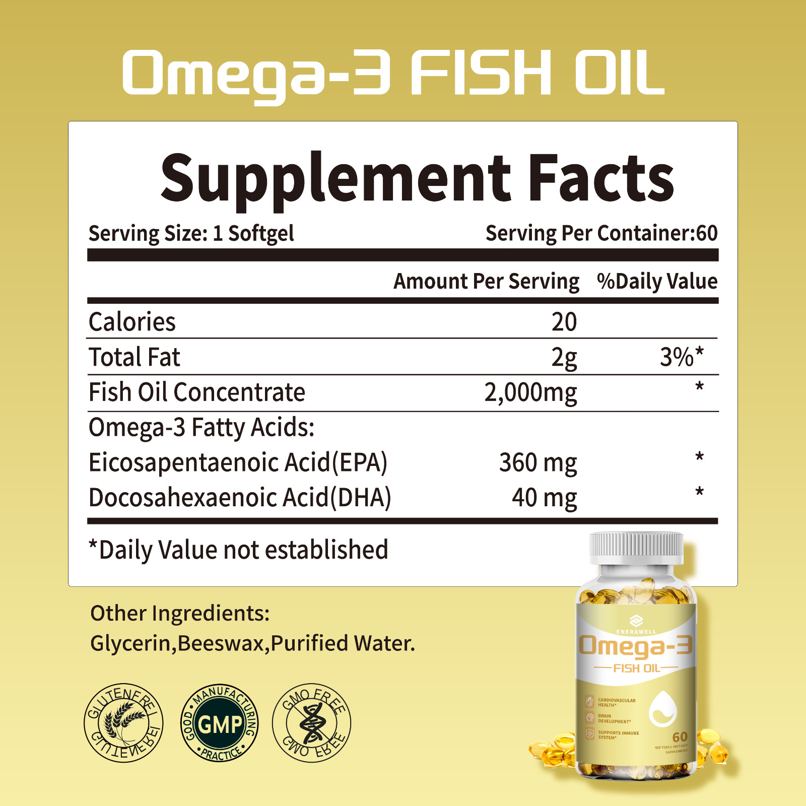 3x Strength EPA & DHA Omega 3 Fish Oil 2,000mg, Highest Potency, 02/07/2027