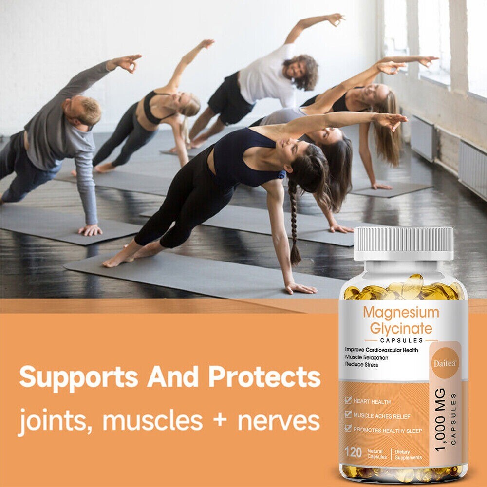 Magnesium Glycinate 1000mg – 30/60/120 Capsules For Sleep, Muscle & Heart Health